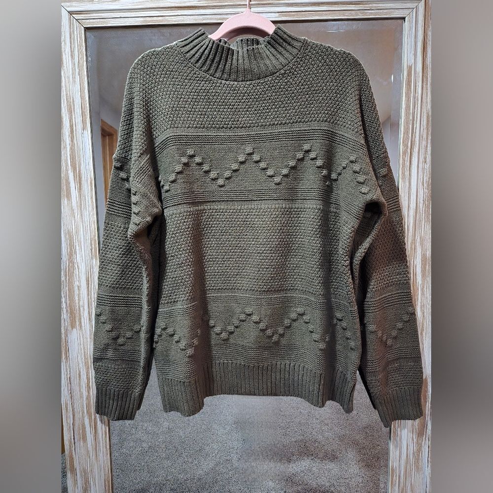 Pink Clover Olive Ribbed Knit Sweater